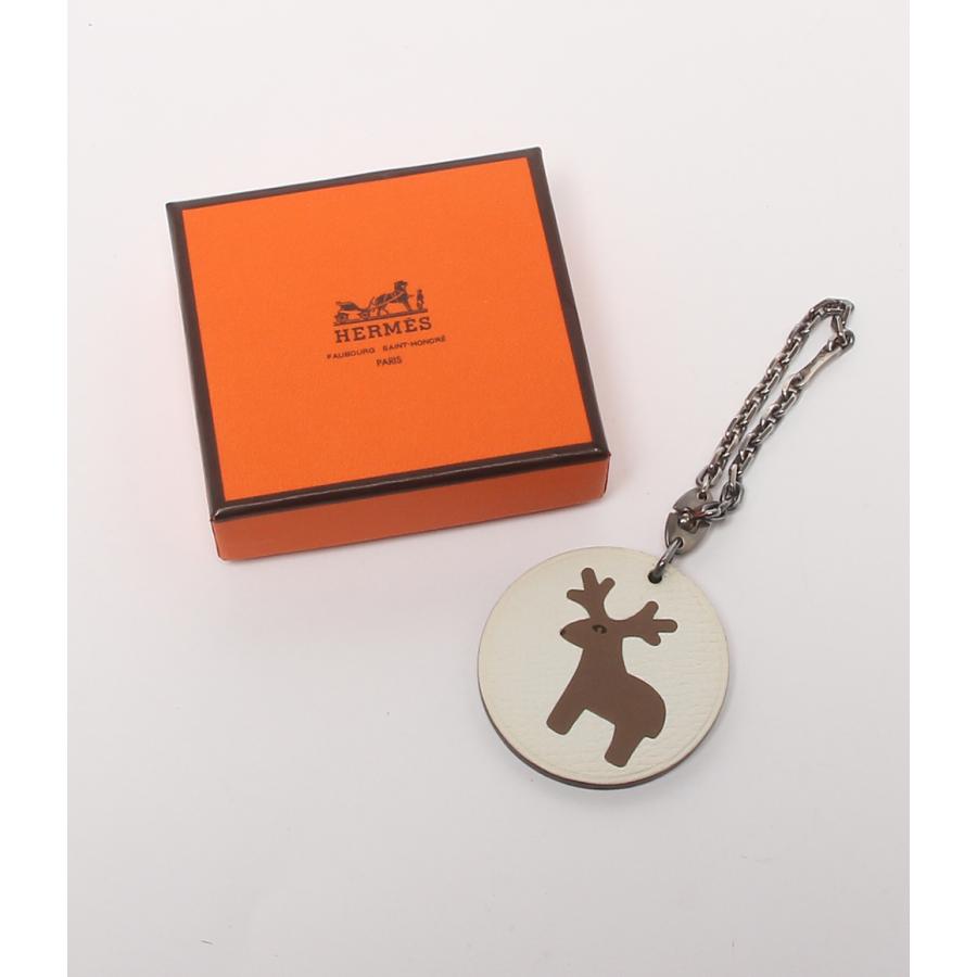 美品 エルメス バッグチャーム キーホルダー トナカイ 925 レディース  