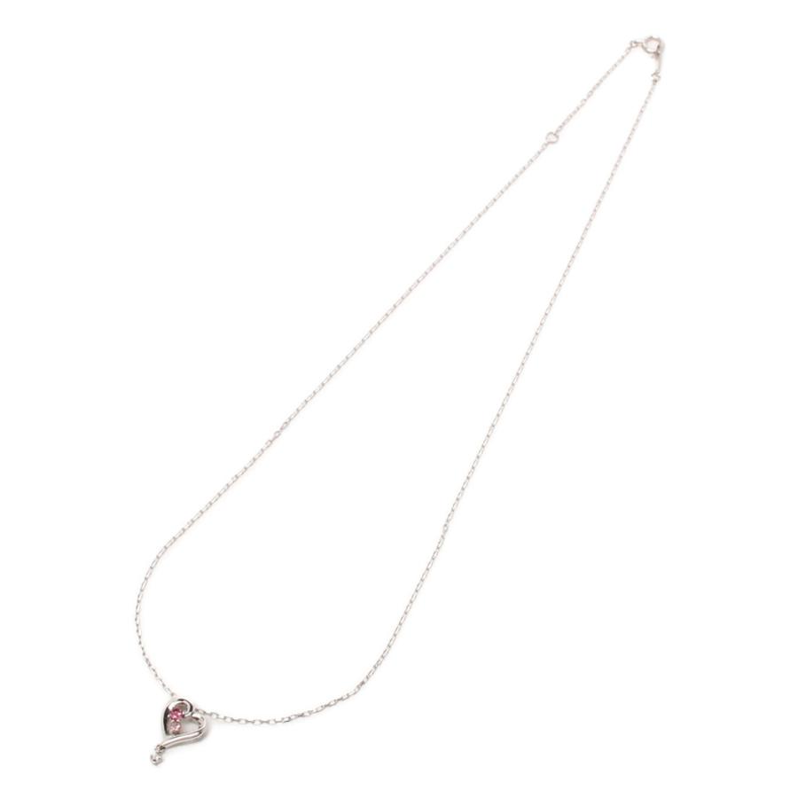 【在庫僅少】 美品 ネックレス K10WG ピンクトルマリン ダイヤ0.01ct ハート アクセサリー