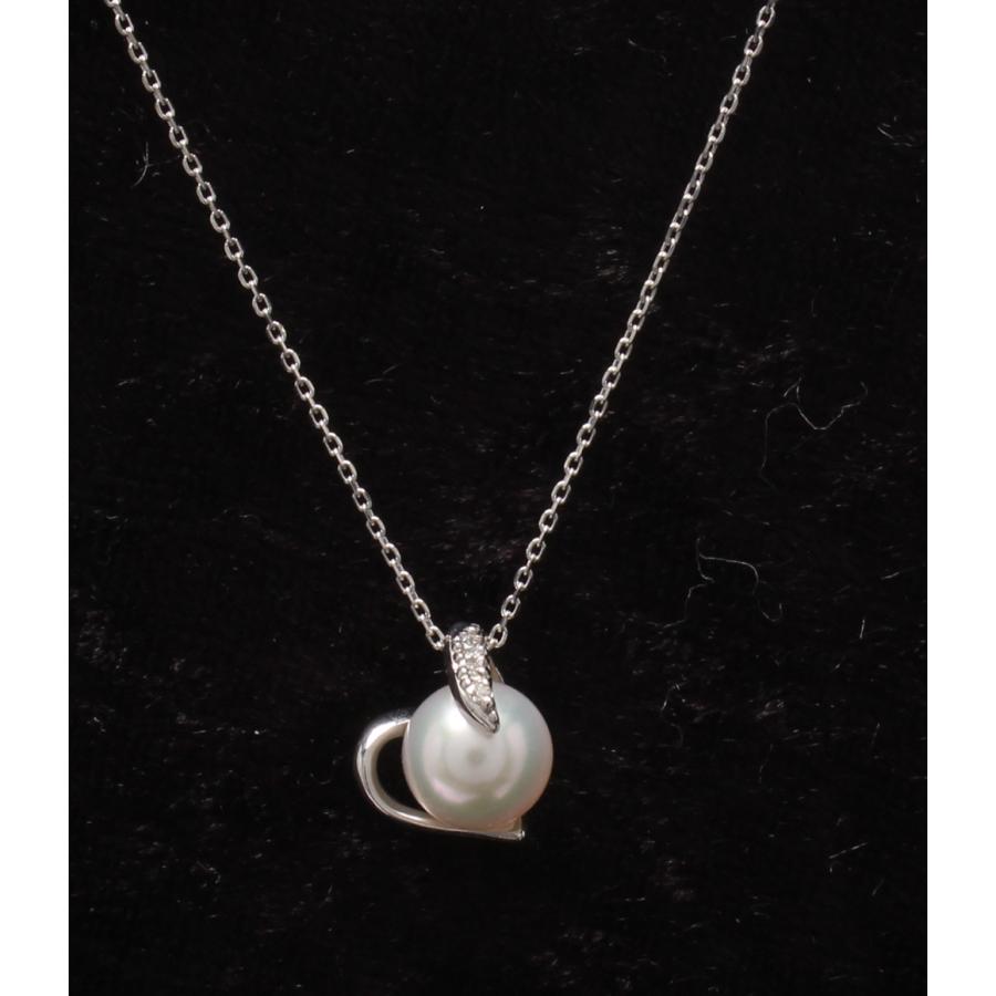 美品 スタージュエリー ネックレス K10 パール6.7mm ダイヤ0.01ct 