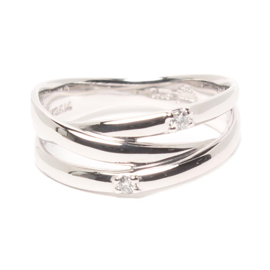 美品 テイクアップ リング 指輪 K14WG ダイヤ0.03ct レディース SIZE 7  