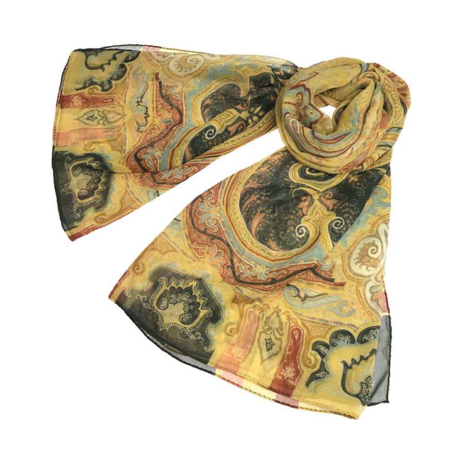 イタリア製*ETRO*エトロ　大判シフォンスカーフ　ペイズリー　シルク エトロ ETRO シルク シフォン ペイズリー 大判 ストール スカーフ