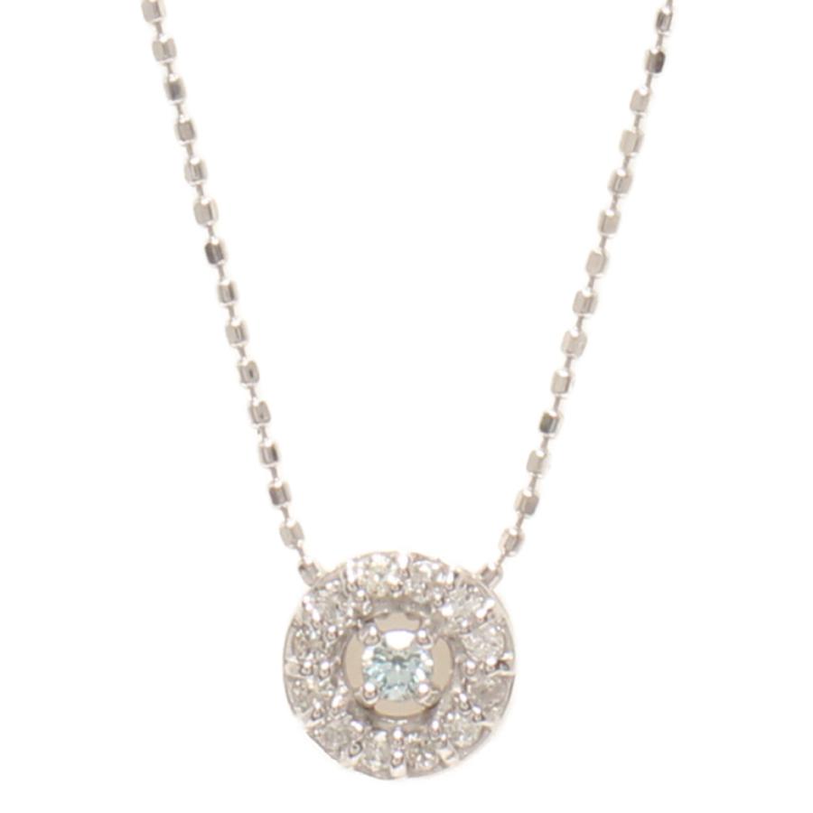 ☆美品☆K18WＧ　ブルーダイヤ付ネックレス 美品 ネックレス K18WG ブルーダイヤ0.05ct ダイヤ0.12ct レディース