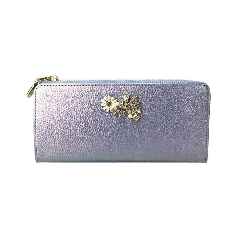 美品 ランバンオンブルー L字ファスナー長財布 レディース LANVIN en 