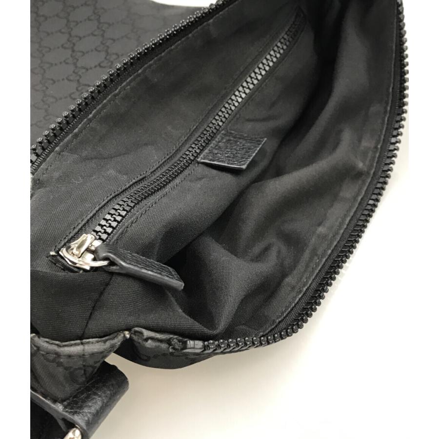 ◇ 良品GUCCI グッチ ショルダーバッグ GGナイロン シルバー ◇ グッチキルティング スモール バッグ 43061 黒 シルバー金具