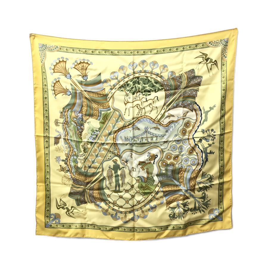 美品 エルメス スカーフ カレ90 シルク100% テラの春 Les 美品 エルメス スカーフ カレ90 シルク100% テラの春 Les