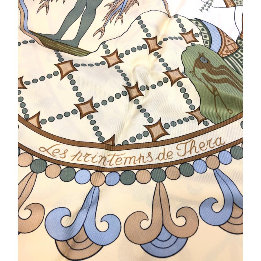 美品 エルメス スカーフ カレ90 シルク100％ テラの春 Les Printemps