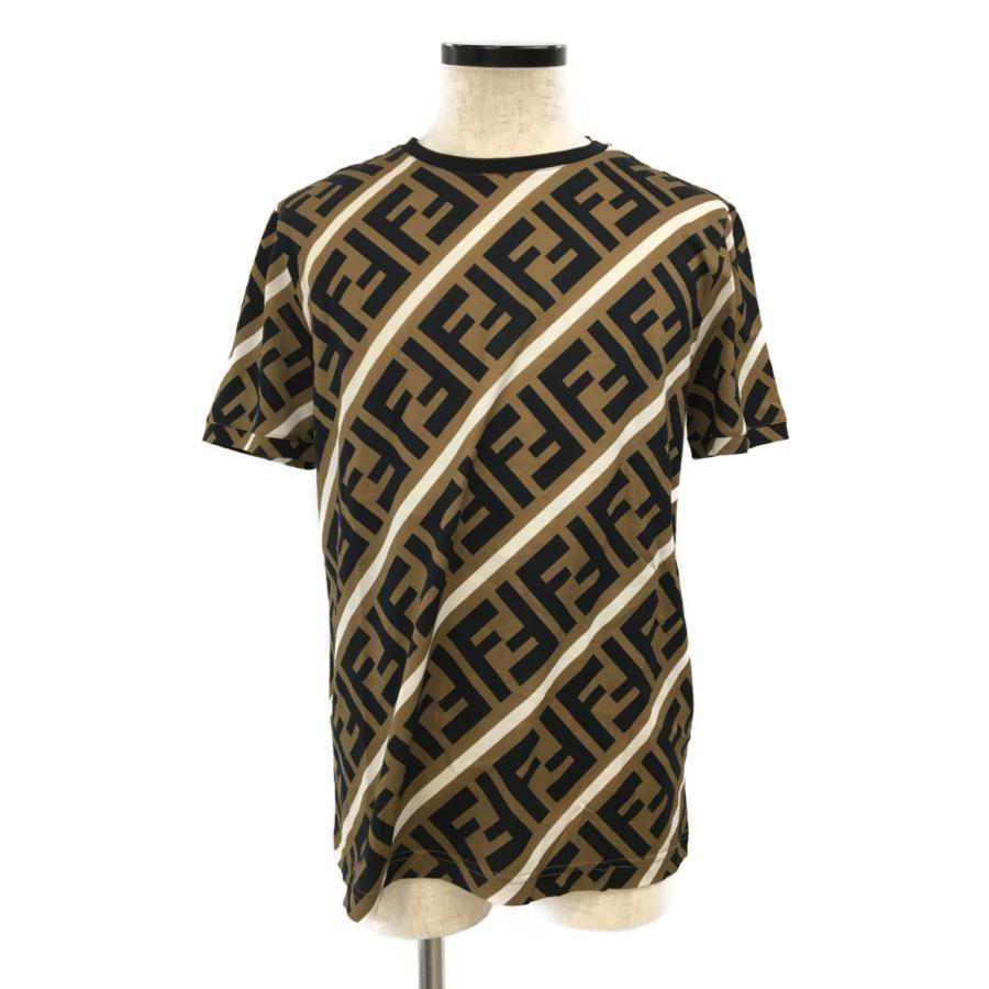 美品 フェンディ 半袖Tシャツ T-SHIRT ZUCCA DIAGONAL メンズ SIZE L 