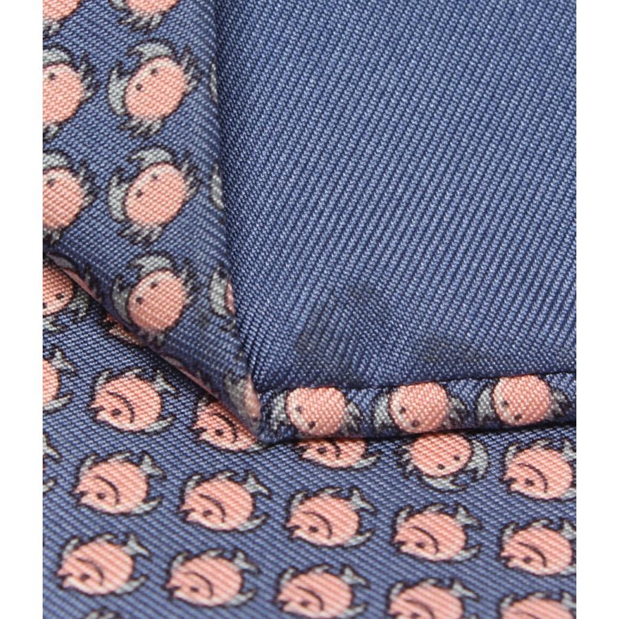 【良好品】 シルク100％ ネクタイ エルメス カニ柄 中古 HERMES メンズ 魚柄 小物