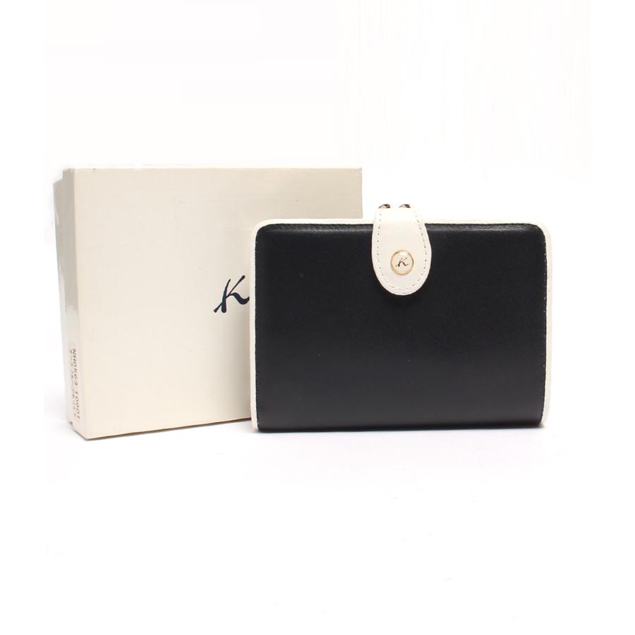 kitamura がま口タイプ 二つ折り財布 紺色 箱無し