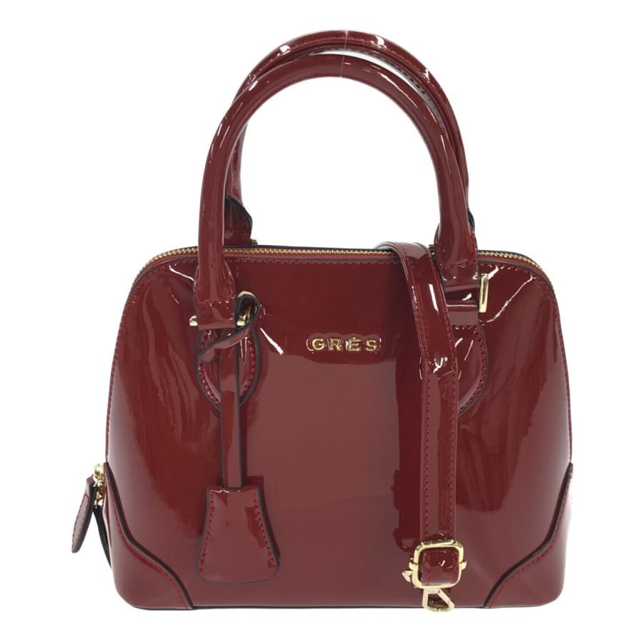 グレ 2wayショルダーバッグ ハンドバッグ 斜め掛け エナメル  