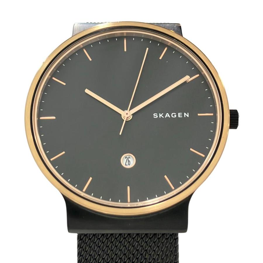 スカーゲン 腕時計 クオーツ ブラック SKW6296 メンズ SKAGEN 中古 