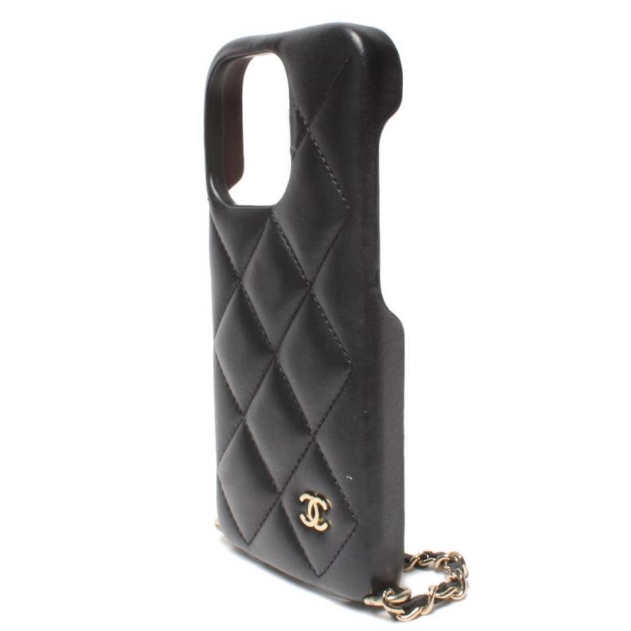 シャネル iphoneケース チェーンショルダー付き iphone14pro ゴールド