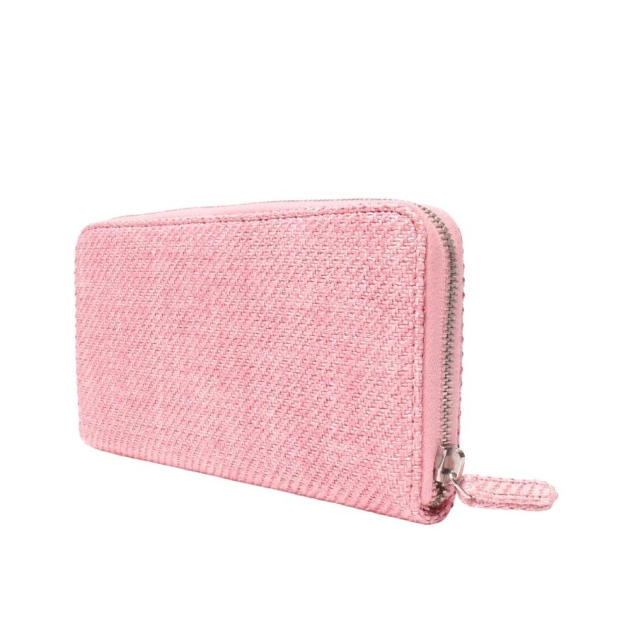 美品 シャネル ラウンドファスナー長財布 ストローキャンバスレザー  