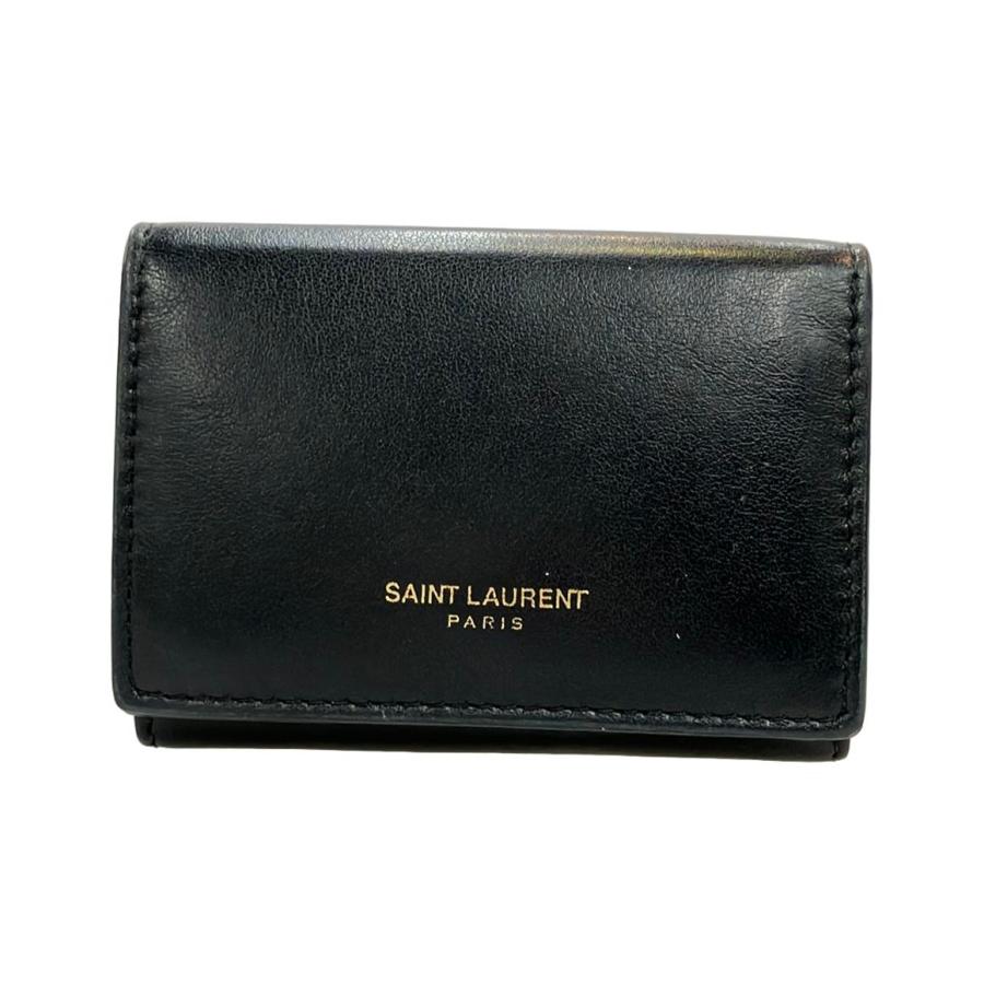 サンローラン 三つ折り財布 レザー レディース SAINT LAURENT 中古