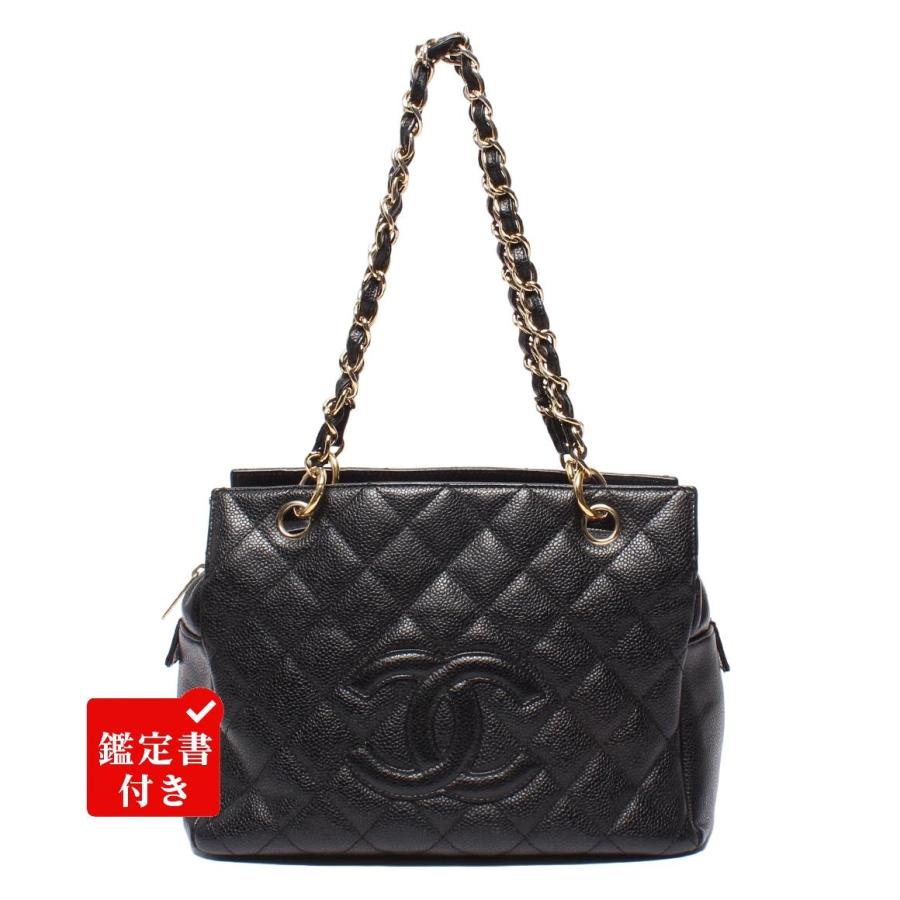 シャネル チェーントートバッグ 肩掛け ゴールド金具 キャビアスキン