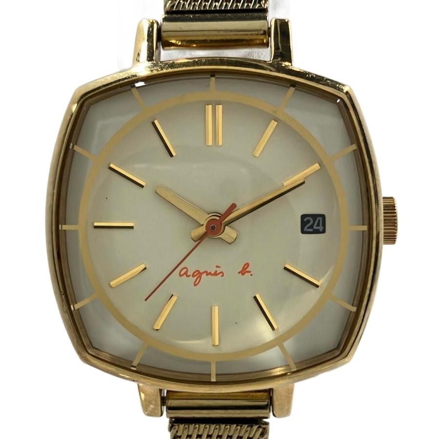 agnes b. アニエスベー 腕時計 クォーツ  SS×レザー/ 7N82-0CH0   シルバーカラー×ブラック レディース / 240001185697 アニエスベー 腕時計 クオーツ 7N82-0CH0 レディース agnes b. 中古