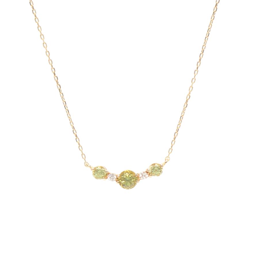 美品 スタージュエリー ネックレス K18 ペリドット ダイヤ 0.02ct 
