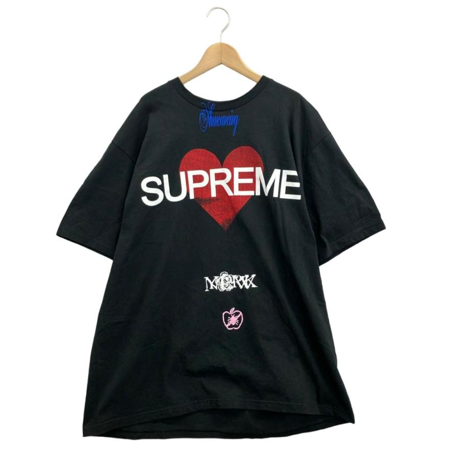 Supreme シュプリーム Tシャツ XL 半袖 刺繍 ロゴ メンズ ブラック Supreme シュプリーム Tシャツ XL 半袖 刺繍 ロゴ メンズ