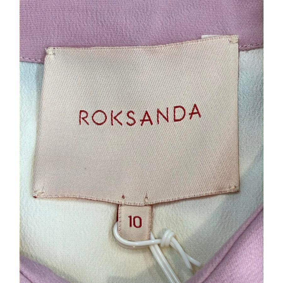 美品 ロクサンダ バイカラー長袖ブラウス タイ付き レディース SIZE 10 
