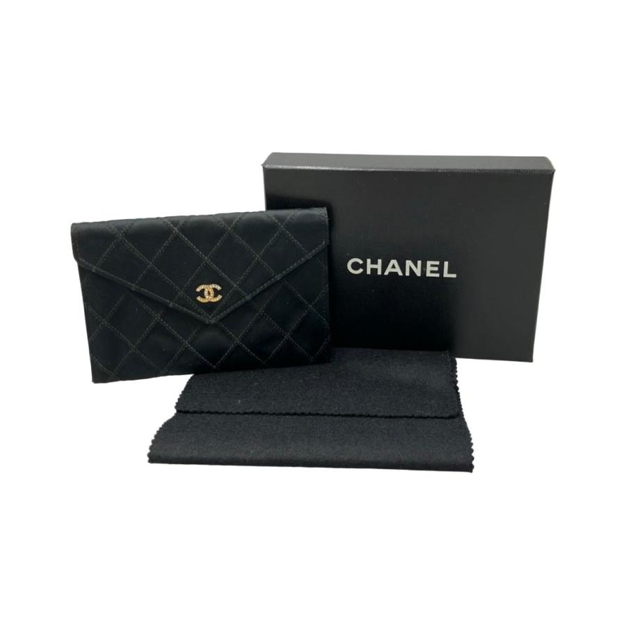 シャネル カードケース コインケース ゴールド金具 ビコローレ サテン