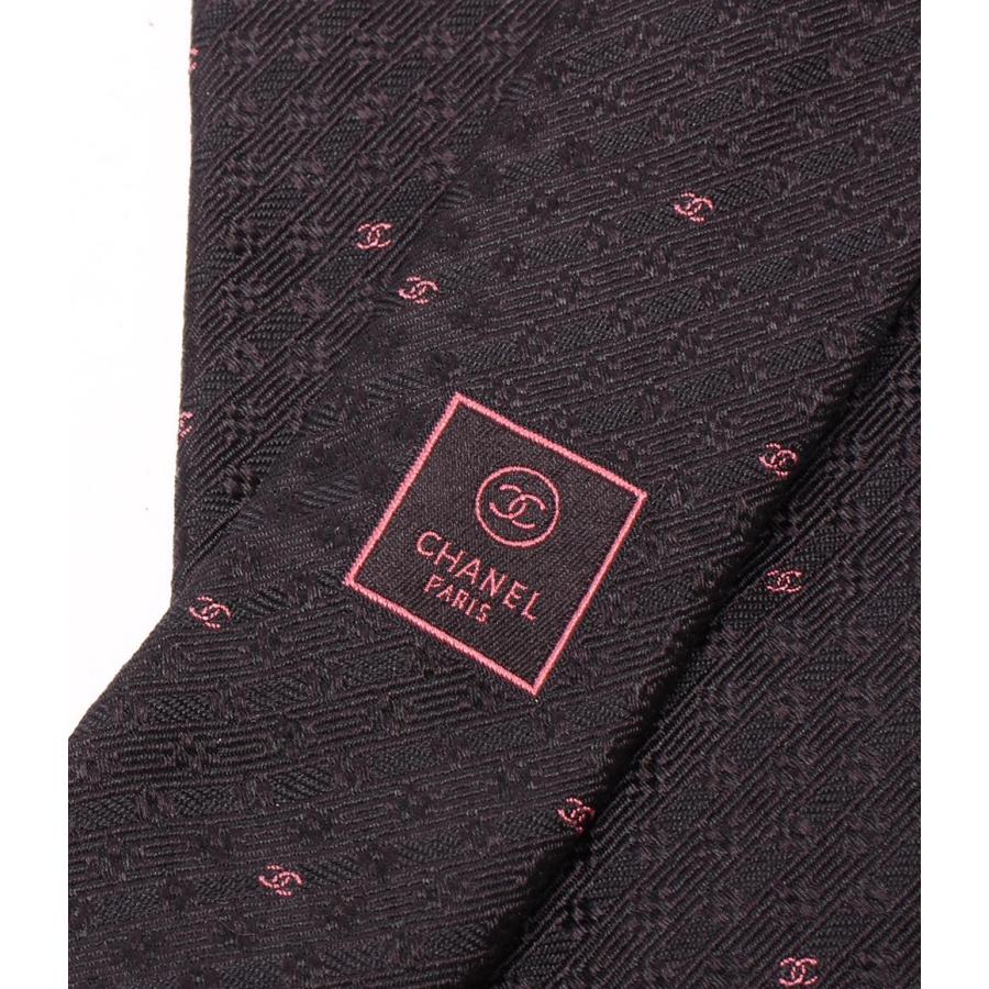 CHANEL シャネル　ネクタイ　シルク100％　ココマーク　ほぼ未使用 CHANEL シャネル ネクタイ ココマーク 黒/ネイビー シルク100
