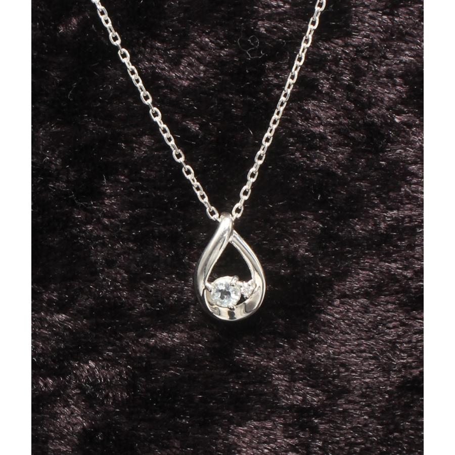 新品未使用4℃ プラチナ ネックレス しずくモチーフ ダイヤモンド アクアマリン 美品 ヨンドシー ネックレス SV ダイヤ アクアマリン 雫モチーフ