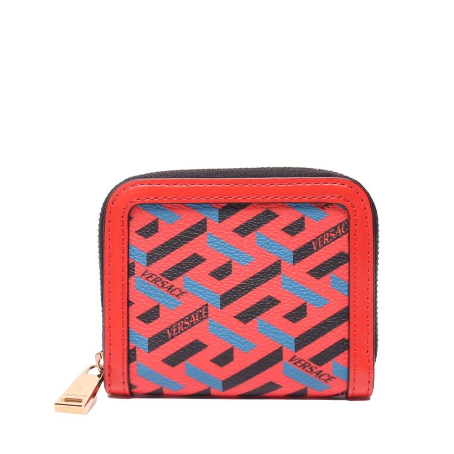 VERSACE シグネチャー ラウンドジップ コインケース レッド VERSACE シグネチャー ラウンドジップ コインケース レッド