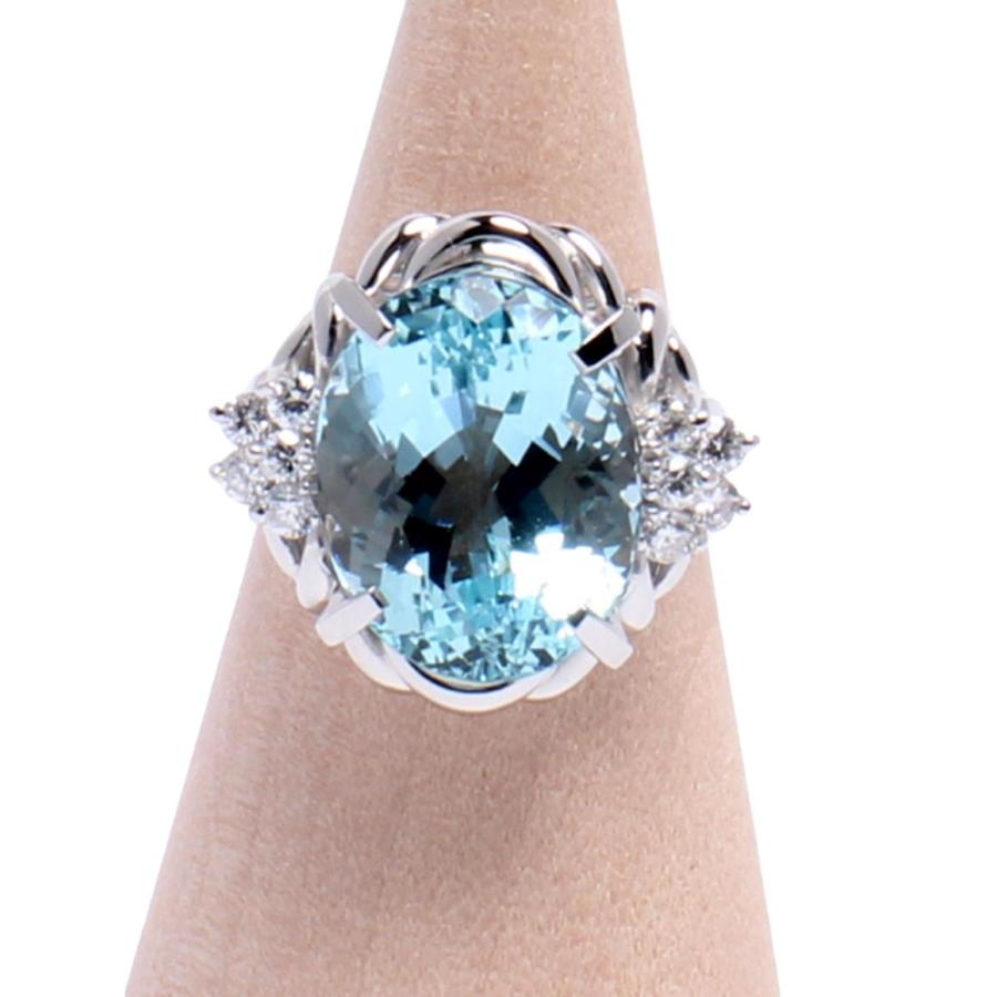 美品 リング 指輪 Pt900 アクアマリン 8.84ct ダイヤ 0.35ct 