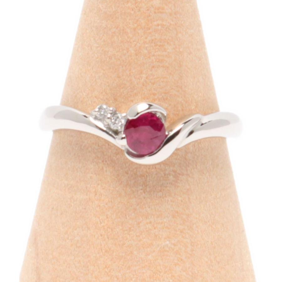 美品 リング 指輪 Pt900 ルビー ダイヤ 0.028ct レディース SIZE 10号  