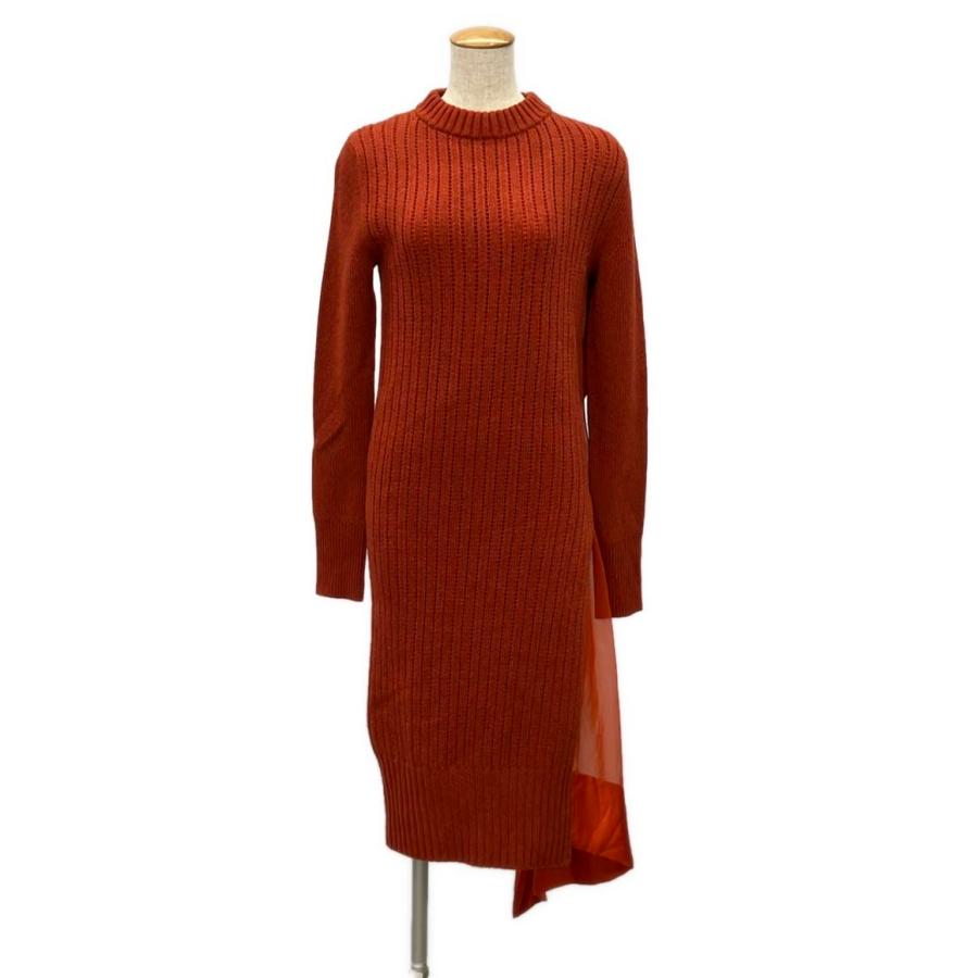 サカイ 異素材長袖ニットワンピース レース ペチコート付き 21-05666