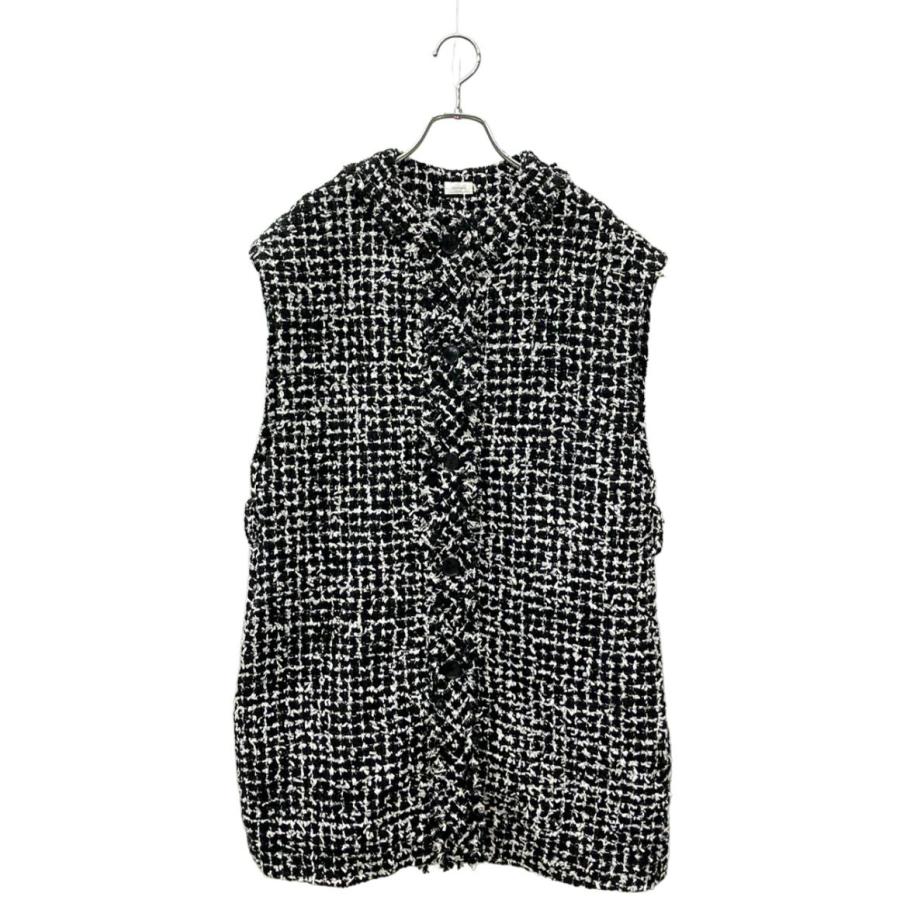 オススメ！未使用品　cccmalie シーマリー ツイードロングジレ　黒 美品 シーマリー ツイード ロングジレ レディース cccmalie 中古