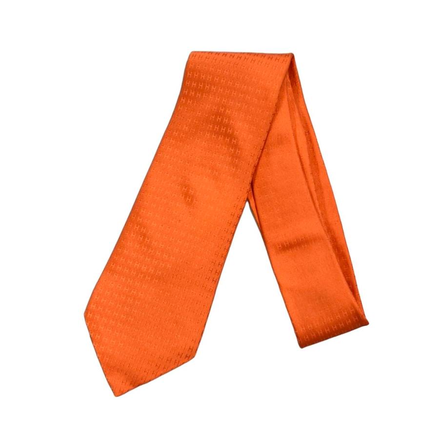 HERMES エルメス ネクタイ シルク100% ライトオレンジ H柄 エルメス ネクタイ H柄 シルク100% メンズ HERMES 中古 : Rehello by