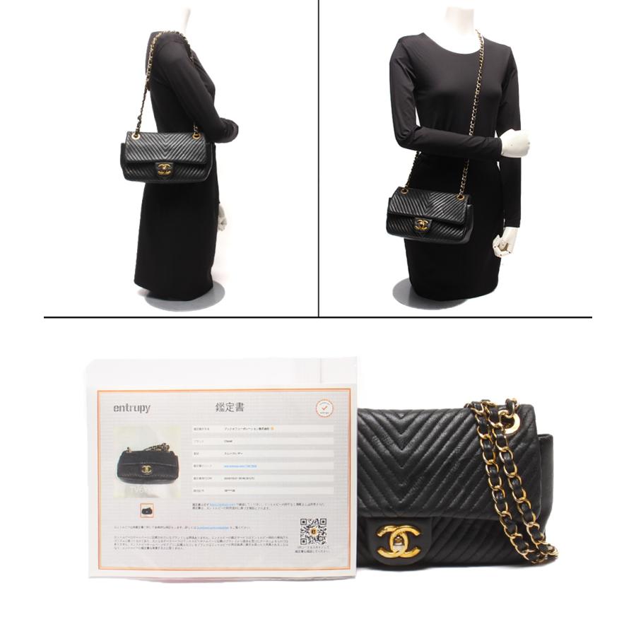シャネル チェーンショルダーバッグ 肩掛け 斜め掛け ゴールド金具 V