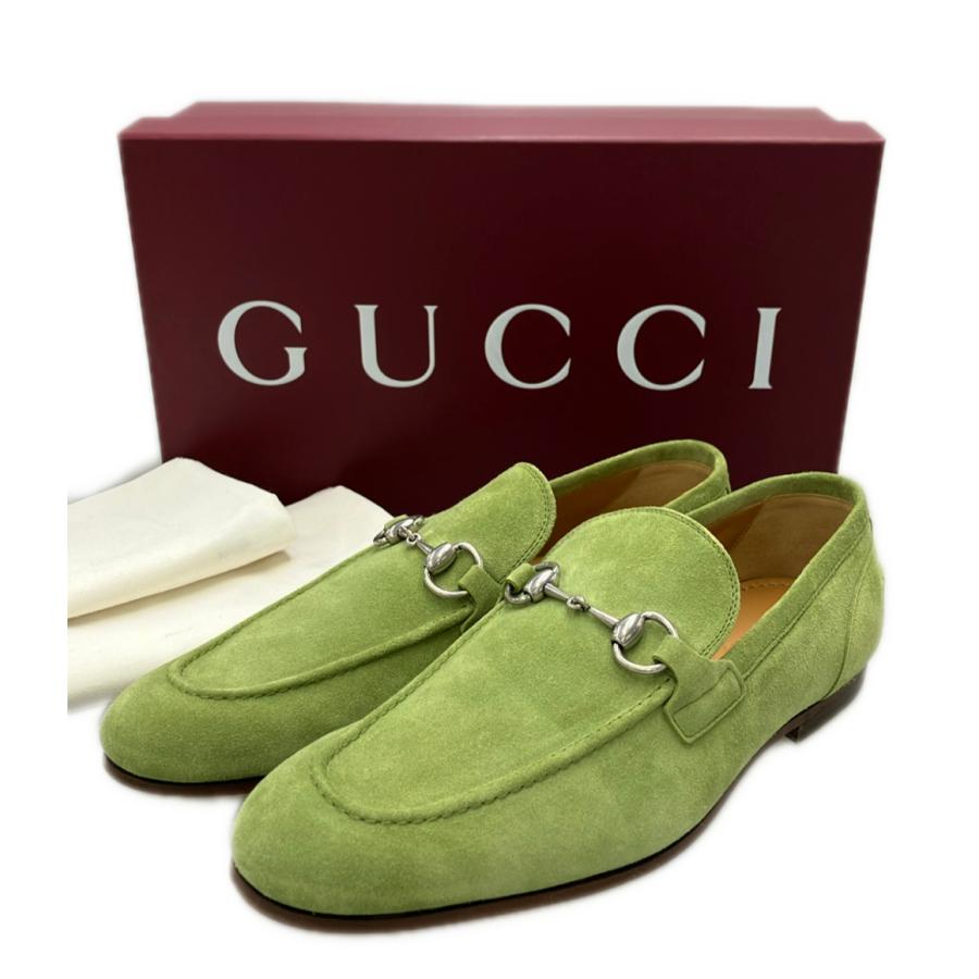 美品 グッチ スウェードビットローファー 406994 メンズ SIZE 8 GUCCI