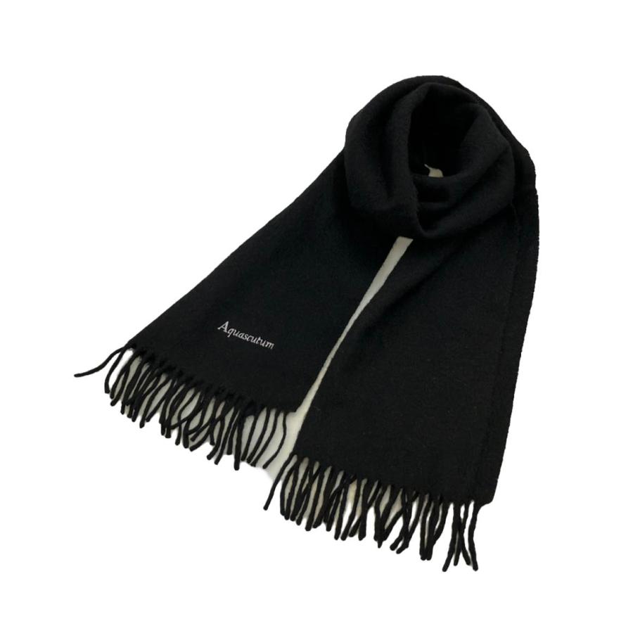 アクアスキュータム マフラー カシミヤ100% 刺繍ロゴ レディース