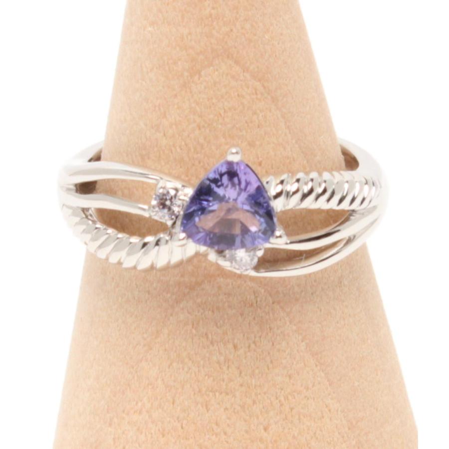 美品 リング 指輪 K18WG タンザナイト 0.64ct ピンクダイヤ 0.05ct
