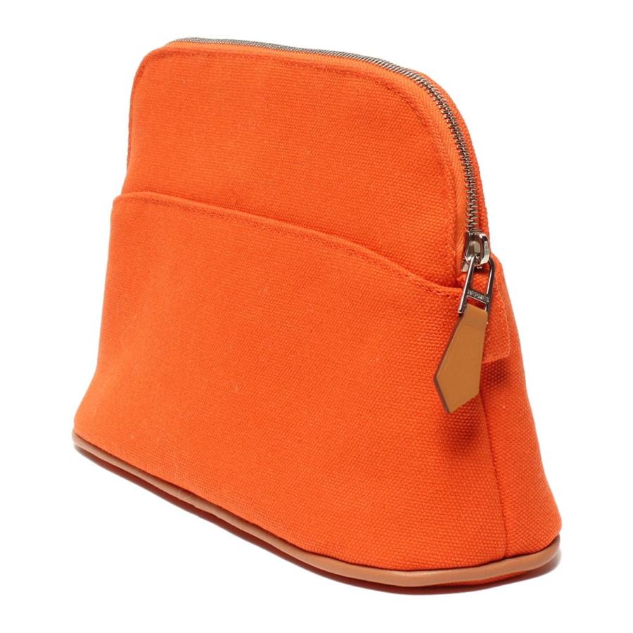 エルメス HERMES ボリードポーチ ミニ コットン オレンジ シルバー金具 エルメス ポーチ シルバー金具 ボリードポーチ ミニ レディース