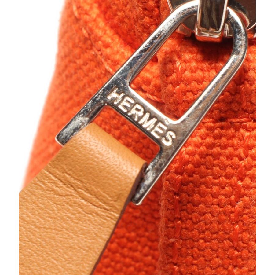 エルメス HERMES ボリードポーチ ミニ コットン オレンジ シルバー金具 エルメス ポーチ シルバー金具 ボリードポーチ ミニ レディース