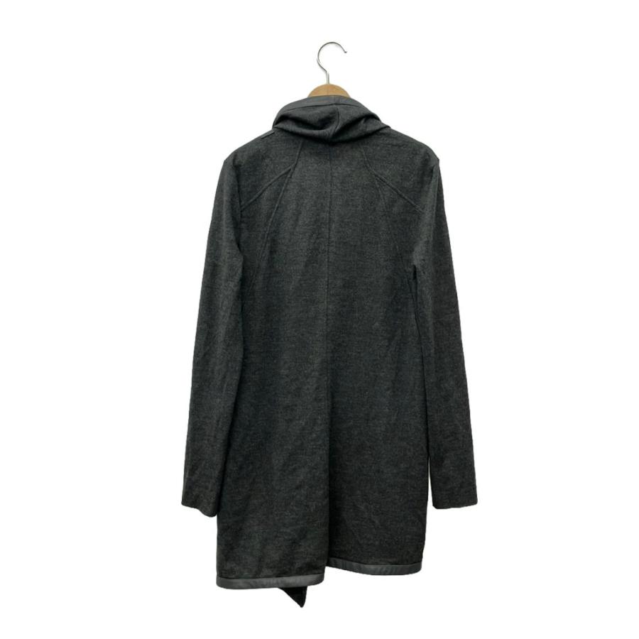 HELMUT LANG ヘルムートラング レザーパイピングウールカーディガン 美品 ヘルムートラング レザーパイピングロングカーディガン