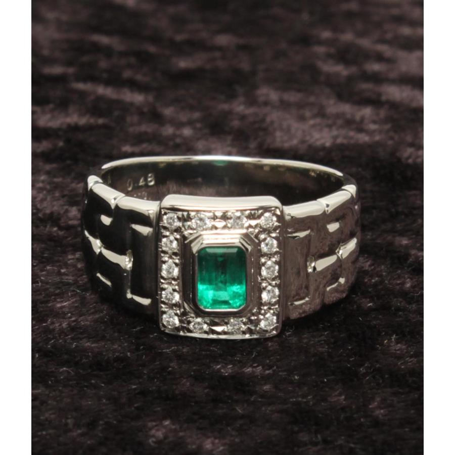 美品 リング 指輪 Pt900 エメラルド 0.48ct ダイヤ レディース SIZE 20 