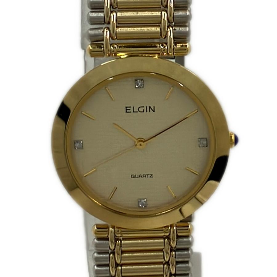 美品 エルジン 腕時計 クオーツ ゴールド FK237 メンズ ELGIN 中古