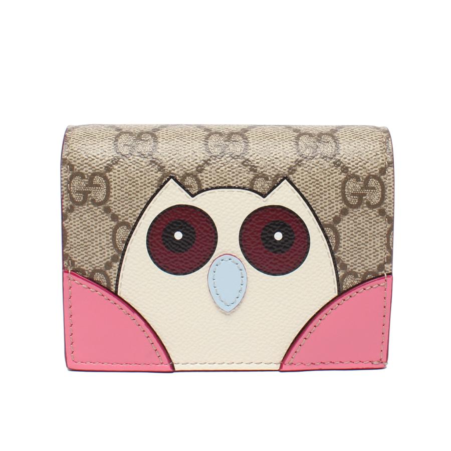 美品 グッチ 二つ折り財布 GGスプリーム キャンバス ミニ ウォレット
