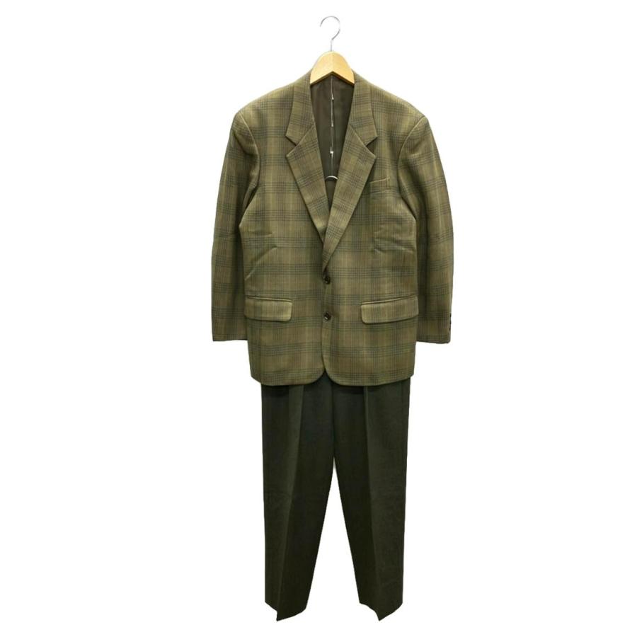 三峰 ウールチェック柄ジャケットセットアップスーツ メンズ SIZE 上S  