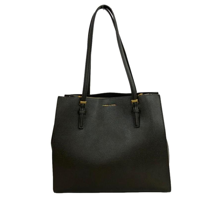CHARLES & KEITH ブラック トートバッグ　極美品 CHARLES ＆ KEITH トートバッグ Lyla ライラ チューブラスラウ