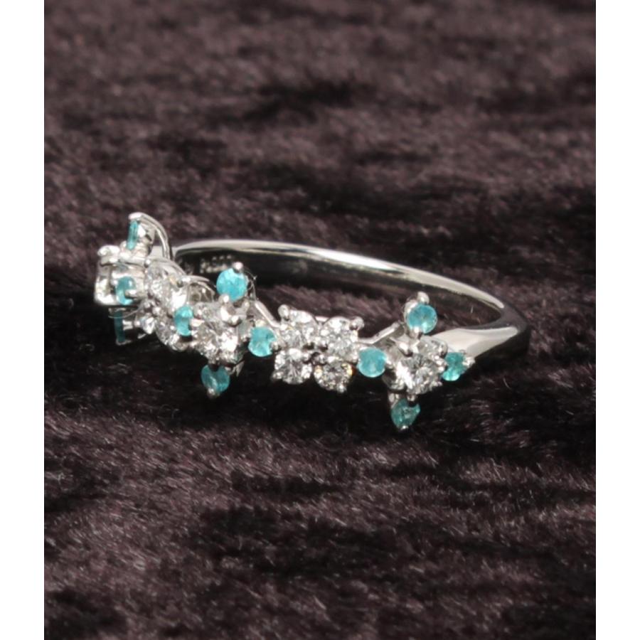 美品 タサキ リング 指輪 Pt900 ダイヤ 0.32ct パライバトルマリン