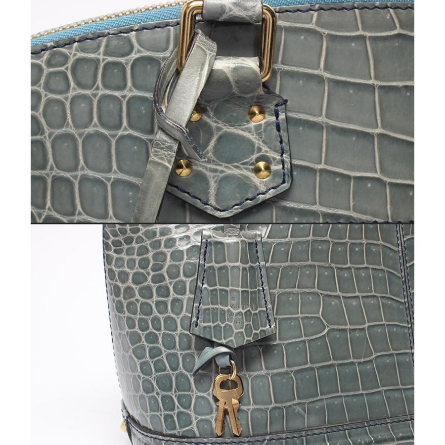 ルイ・ヴィトン ハンドバッグ エキゾチックレザー クロコ ブルーグレー