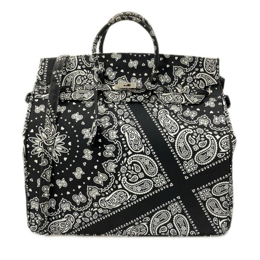 美品❉ ヘルメティック ペイズリートラベルバッグ 2way ブラック ヘルメティック 2WAY ボストンバッグ ショルダーバッグ 斜め掛け FKYB