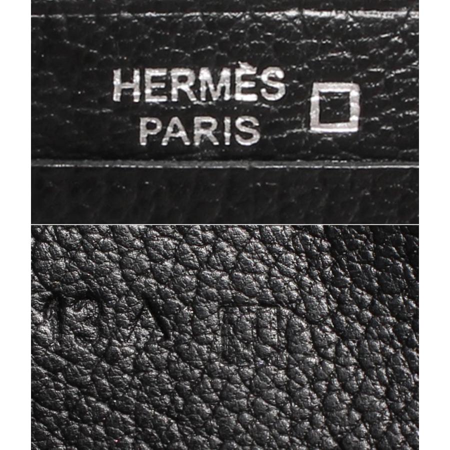 【訳あり】HERMES エルメス　長財布　シルバーロゴ　ブラックレザー エルメス 長財布 □J刻印 フレミング クロコダイル アリゲーター