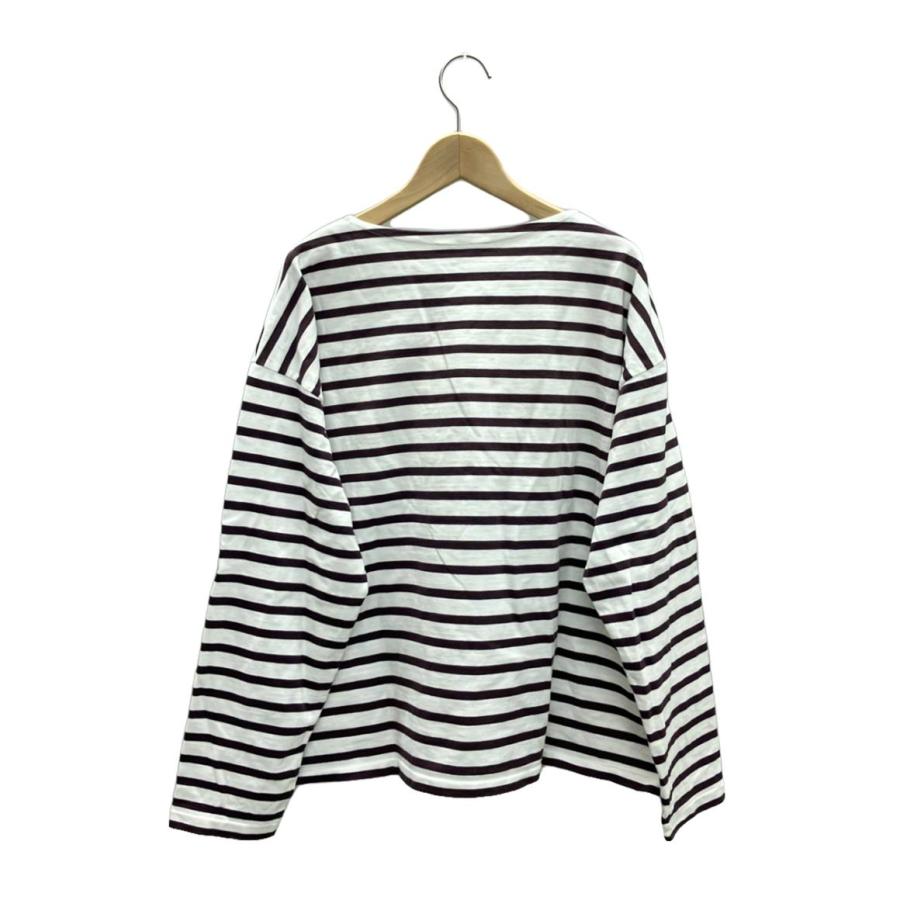 AURALEE ボーダー 長袖Tシャツ　カットソー　ニット　コットン オーラリー ボーダー柄ボートネックオーバーサイズ長袖Tシャツ ロンT