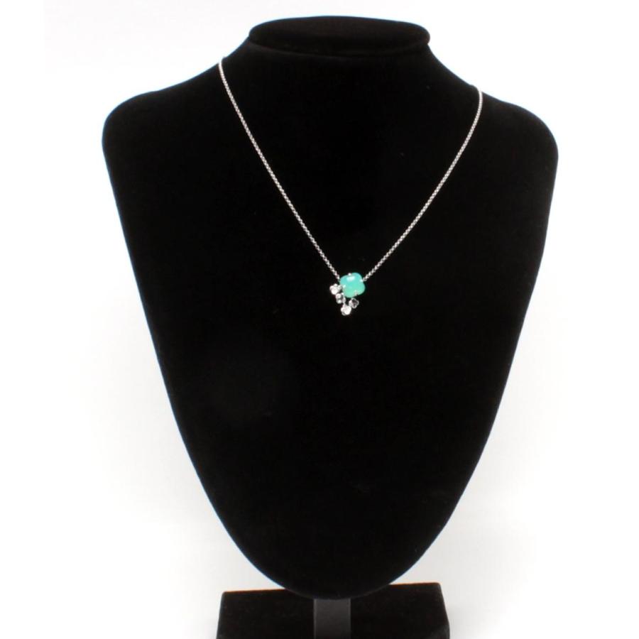 美品 タサキ ネックレス K18WG ダイヤ0.01ct カルセドニー レディース